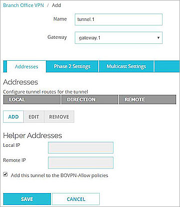 Screen shot of the Addresses tab